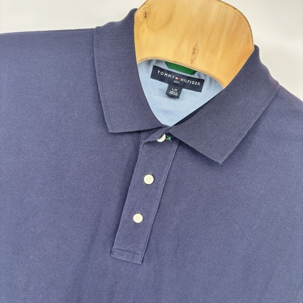 Tommy Hilfiger Golf Men’s L Navy Blue Polo Shirt 100% Cotton Short Sleeve